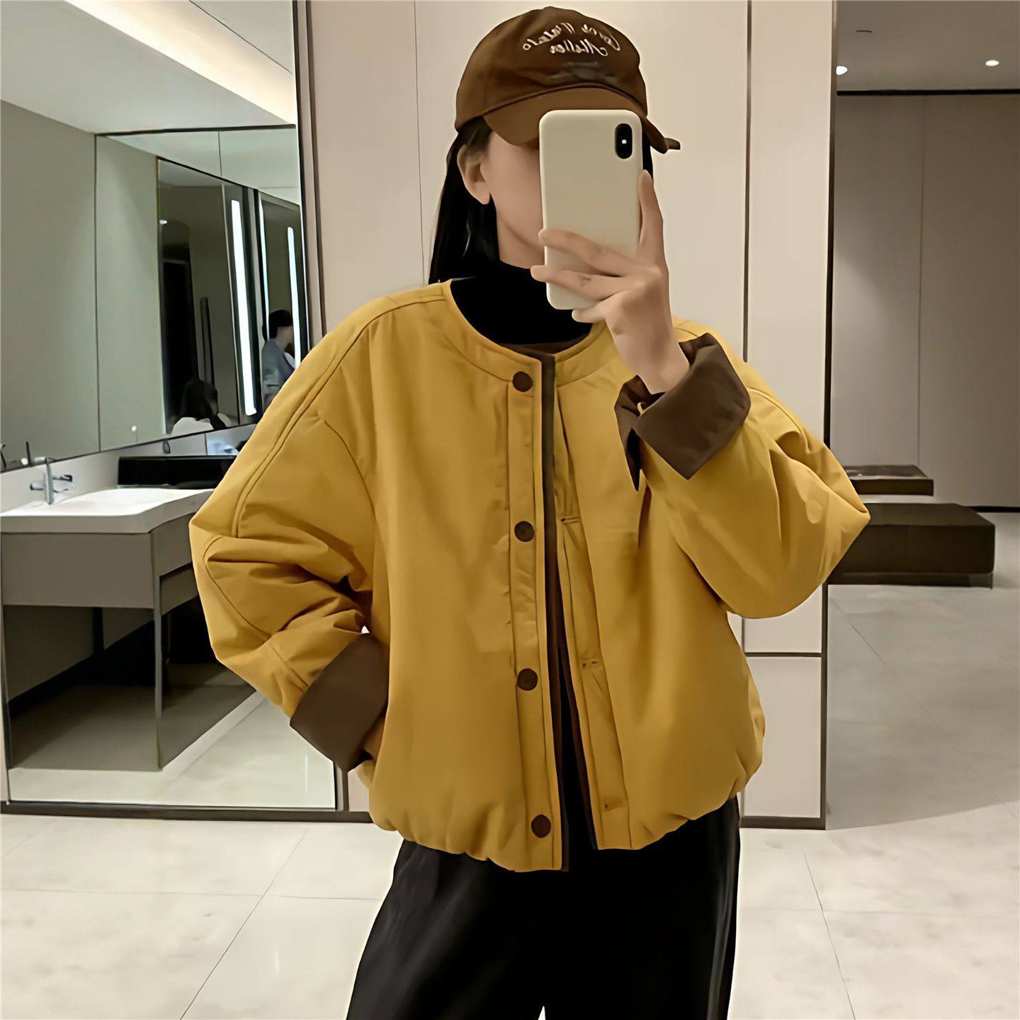 2025秋冬新款撞色设计感棉衣