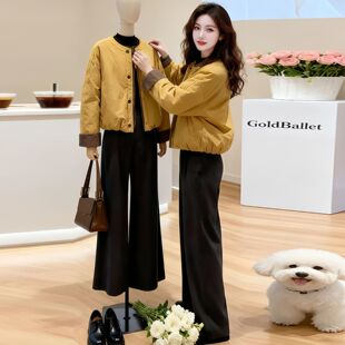 小个子棉袄爆款韩系设计感撞色棉服女2025秋冬季新款夹棉外套上衣