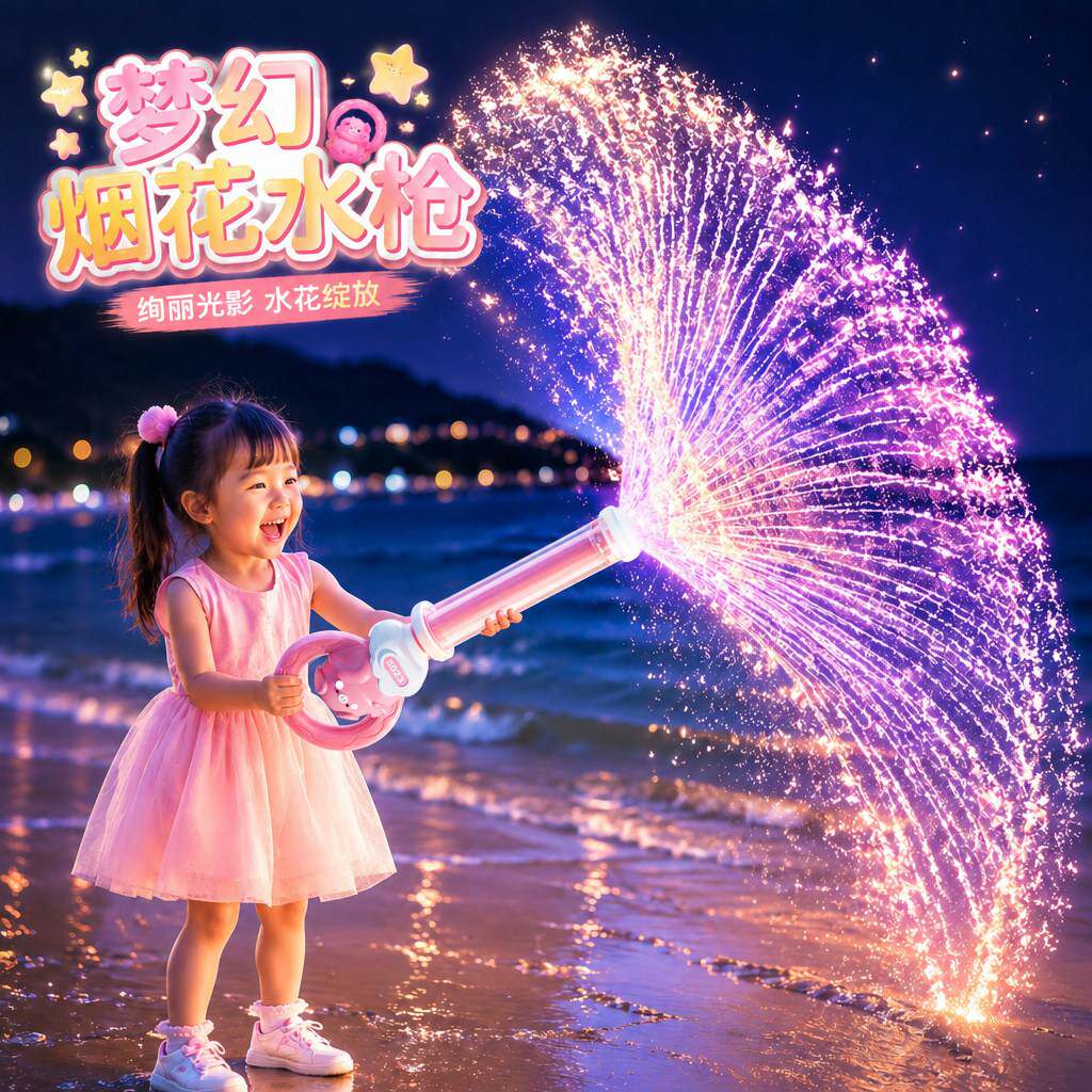 烟花水枪儿童玩具大容量抽拉式