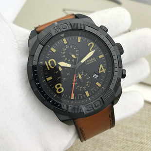 新款FOSSIL化石手表棕色皮带计时商务休闲石英表男表FS5714FS5738