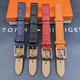 FOLLI FOLLIE芙丽真皮表带玫瑰金针扣12MM平口通用女士手表配件