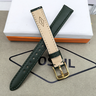 FOSSIL真皮表带14MM绿色金扣
