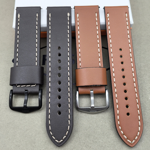 FOSSIL表带真皮棕色啡色牛皮偏厚22MM通用针扣快拆男士手表配件