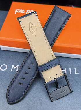 FOSSIL真皮表带深蓝色22MM通用针扣快拆男士手表配件适配FS5061