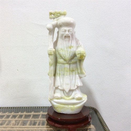 四大名玉蓝田玉寿星玉石摆件