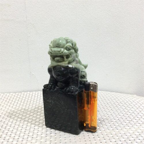 独玉独山玉南阳玉印章玉摆件狮子章篆刻送礼珍藏手工雕刻客厅装饰