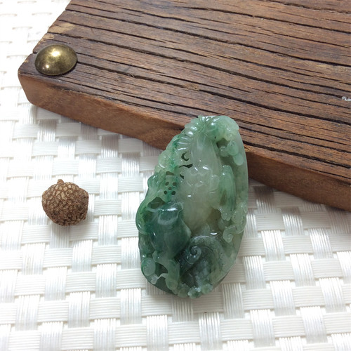 南阳独山玉天蓝料生肖马招财挂坠