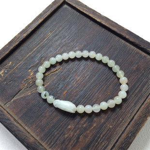 天然玉石独山玉透水白料玉兰花手链女款简约时尚单圈百搭玉石手串