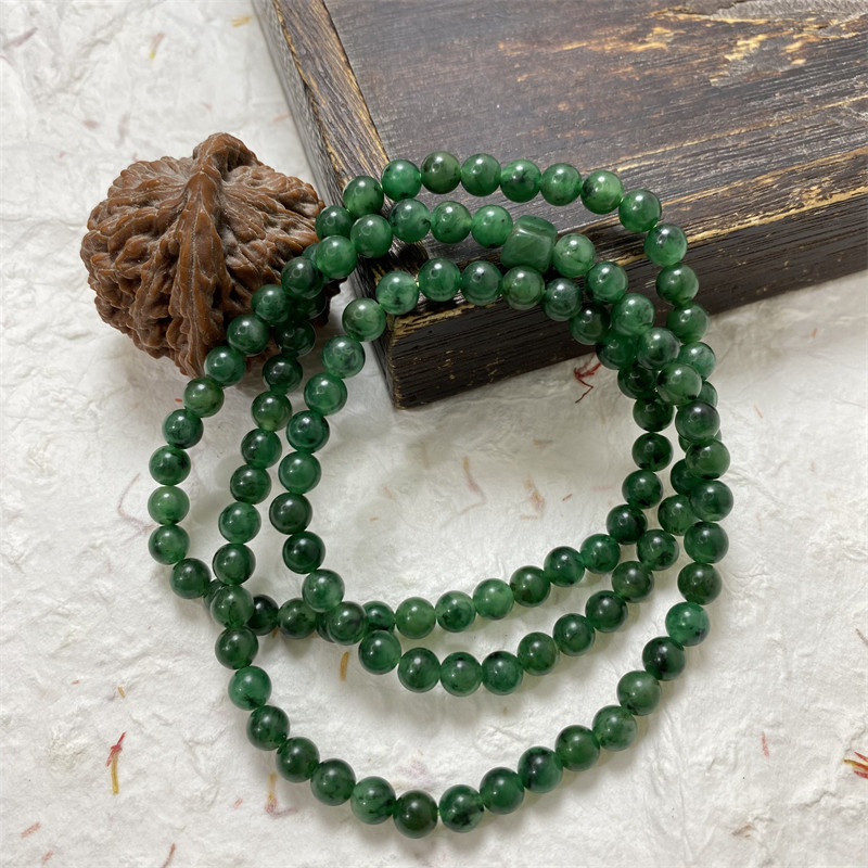四大名玉南阳独山玉天蓝老料6mm圆珠子手链女款108粒佛珠手饰手串