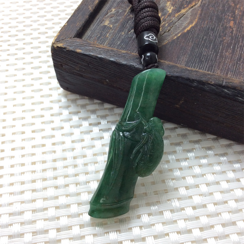 天然南阳独山玉天蓝料竹节玉坠挂坠吊坠独玉一鸣惊人挂件竹竿玉佩