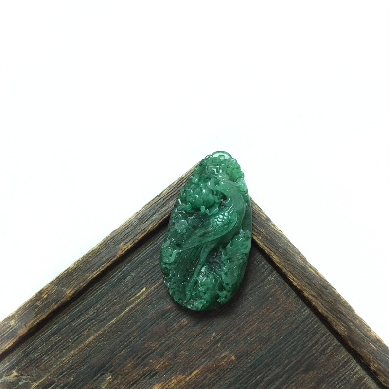 四大名玉南阳独山玉天蓝料凤凰吊坠独玉女款牡丹花玉佩挂件毛衣链