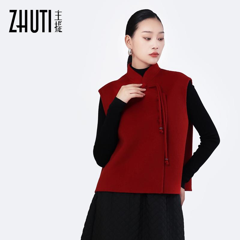 主提冬季女装新款专柜品牌设计款高级感中式立领纯色毛衫时尚百搭