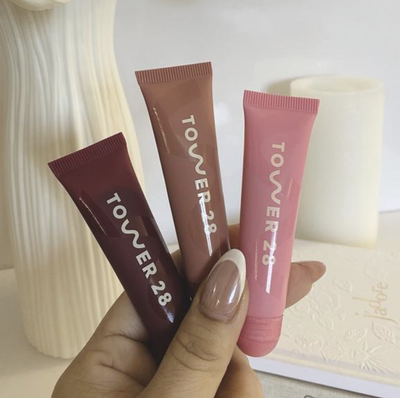 预*定 美国Tower 28润唇膏有色保湿滋润唇膜sos护唇膏11g mini套