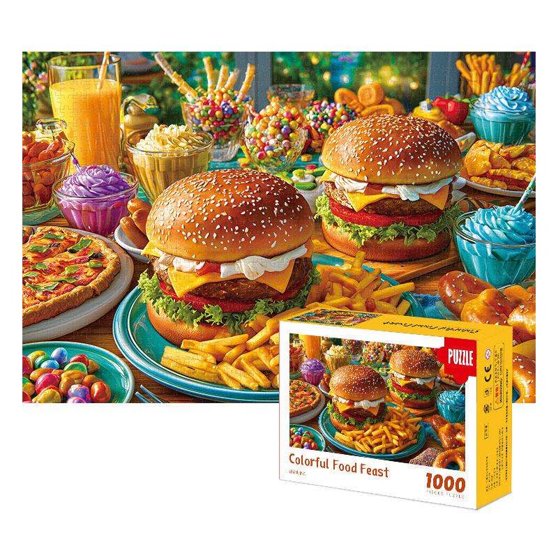 拼图1000片迷你微细汉堡 美食一千块平图成人解压儿童益智玩具