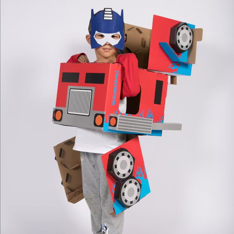 可穿戴纸板纸箱大黄蜂擎天柱COS服幼机器人纸盒壳幼儿园手工玩具