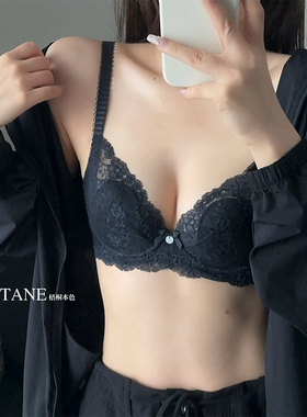 梧桐本色文胸纯欲性感蕾丝超薄大胸显小水晶杯兔耳朵内衣WN24179
