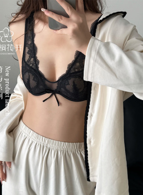 梧桐花开文胸性感蕾丝超薄水晶杯上托大胸显小软钢圈内衣HN24605