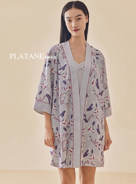 【特价】梧桐本色春夏家居服女中国风家居外袍睡袍丝滑WJ22121