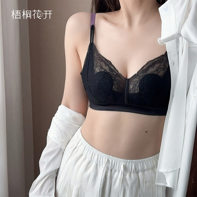 梧桐花开文胸无钢圈水晶杯