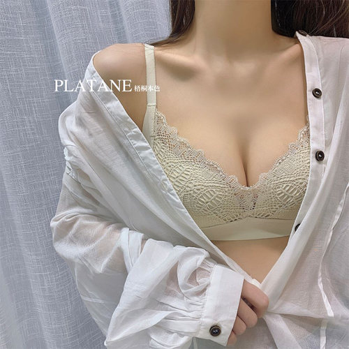PLATANE梧桐本色文胸性感蕾丝法式无钢圈三角杯薄款内衣WN21146