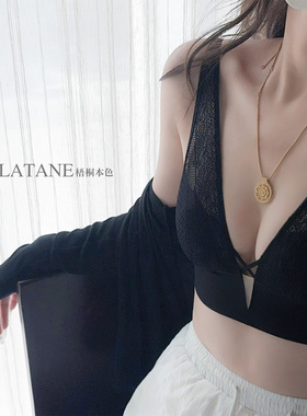 梧桐本色文胸超薄显小无钢圈水晶杯镂空深V性感舒适透气WN65261