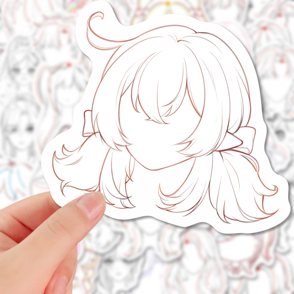 160张手绘发型素材贴纸绘画素描参考diy笔记本手账本贴画防水