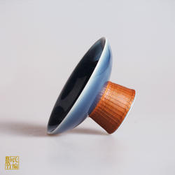 刘氏竹编竹丝扣瓷宋吟古风高脚茶点盘中式禅意小号果碟纯手工艺