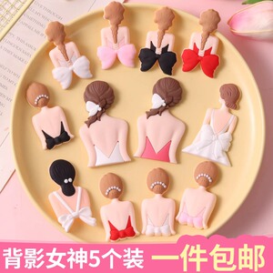 网红38女神节蛋糕装饰唯美软胶背影女神摆件三八妇女节烘焙装扮