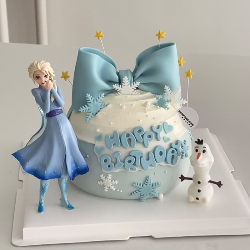 网红冰雪女王公主蛋糕装饰爱莎艾莎白雪贝尔安娜女孩生日配件
