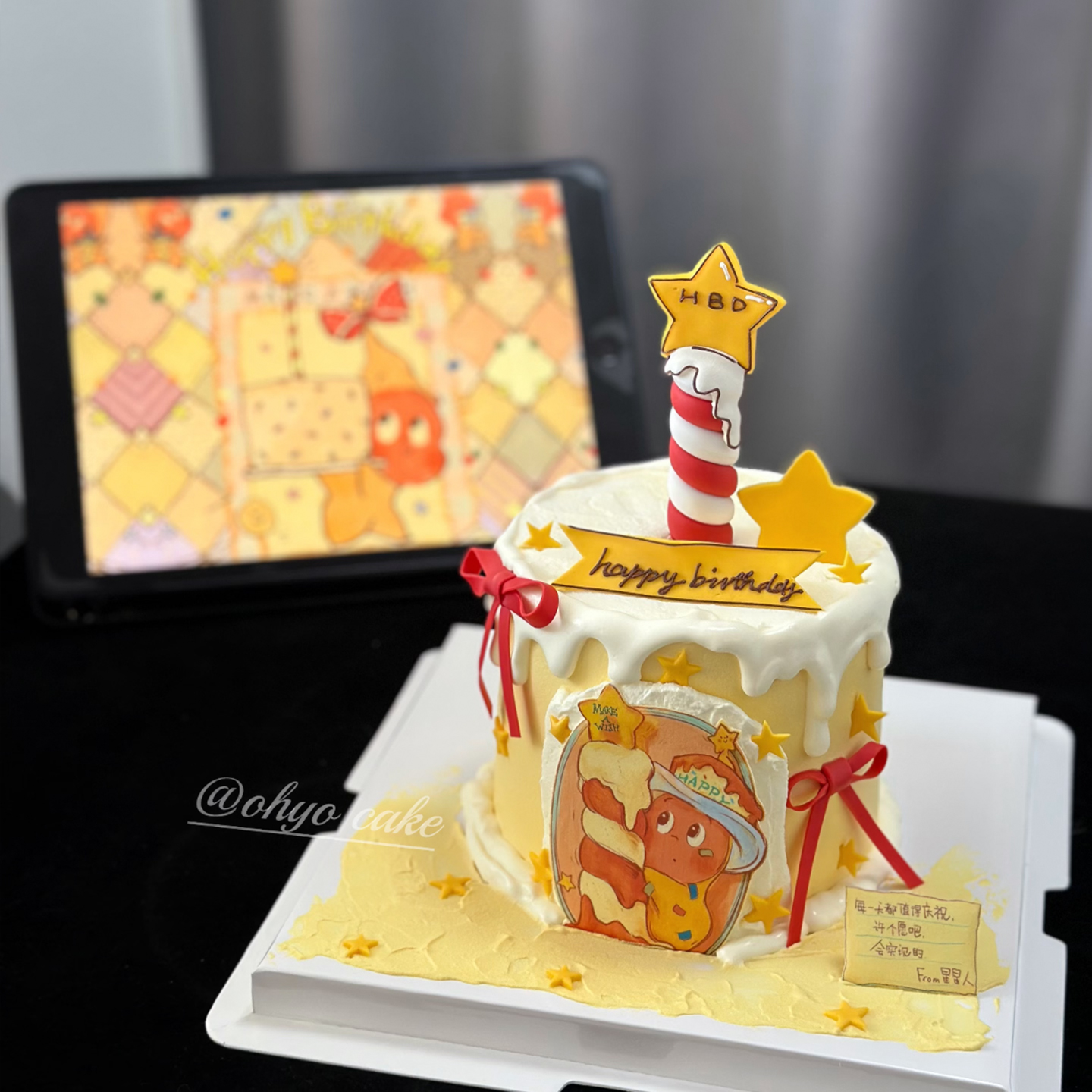 网红星星人许愿蜡烛蛋糕装饰软胶摆件卡通HBD生日五角星蜡烛插件