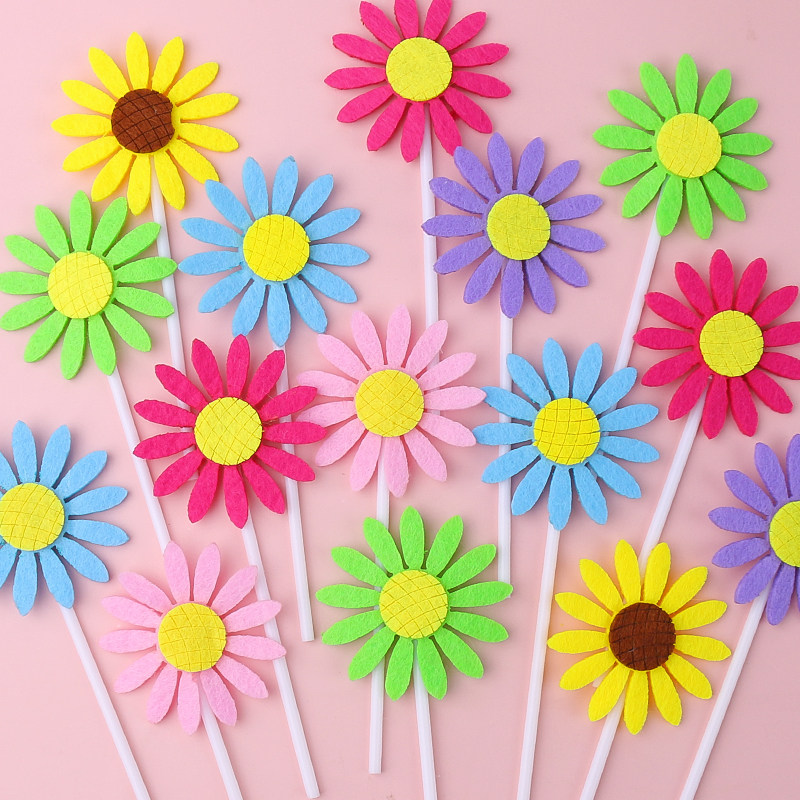 10支装向日葵生日蛋糕装饰插牌太阳花小雏菊插件派对甜品台装扮
