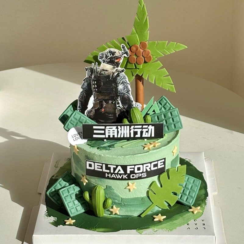 网红三角洲行动蛋糕装饰男生男孩生日特种兵威龙游戏主题装扮插件