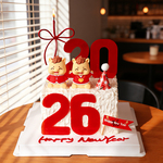 2026新年快乐蛋糕装饰亚克力可爱马宝宝摆件跨年元旦春节插旗插件