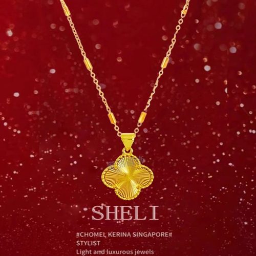 精工高版本小方糖四叶草项链