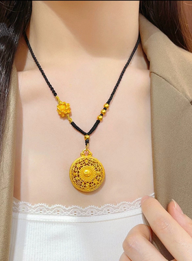 精工高版本莲花编绳罗盘项链