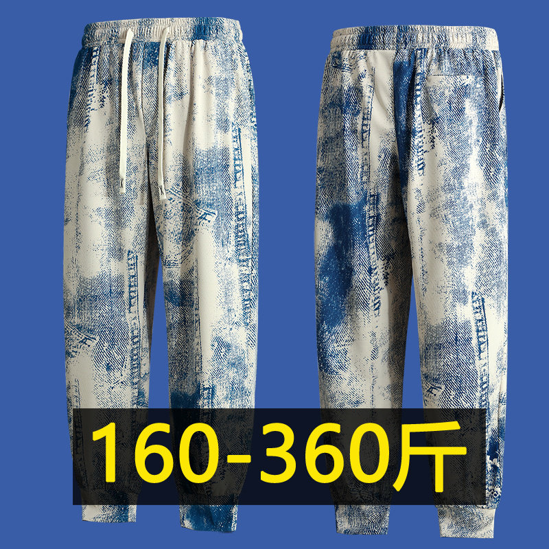 加肥加大码裤子男夏季薄款透气痞帅中国风长裤胖子宽松休闲运动裤