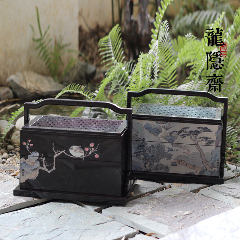 龙隐斋旅行整套茶具盖碗茶壶茶杯陶瓷茶盘实木竹白泥旅行顺丰包邮