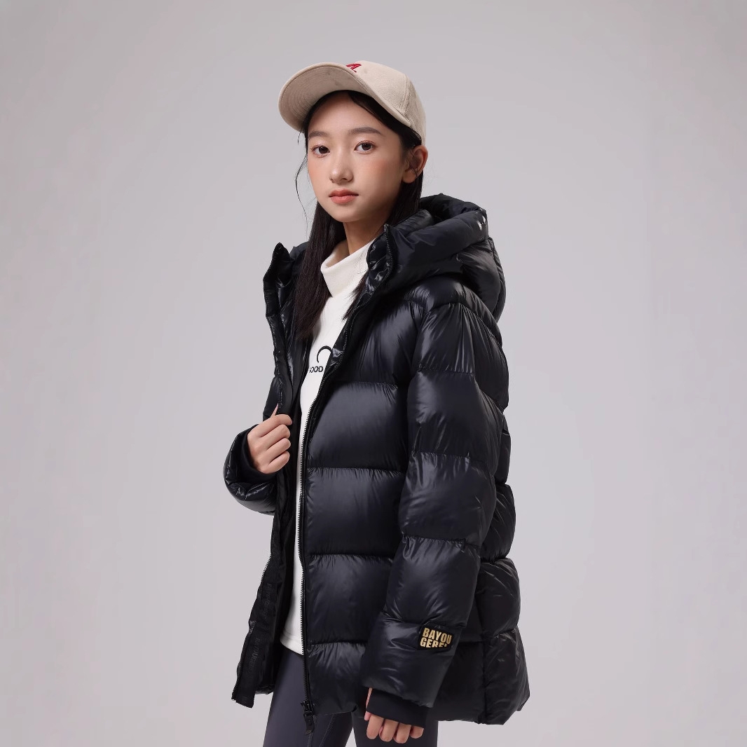 儿童轻奢黑金中长款羽绒服秋冬新款中小大童男女童加厚保暖童外套