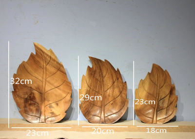 手工木雕果盘树叶创意个行摆设大号木制装饰盘客厅茶几零食收纳