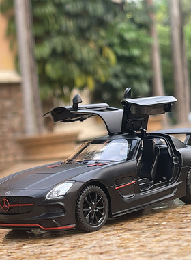 1:32奔驰SLS AMG合金汽车模型仿真鸥翼门跑车摆件儿童玩具车礼品