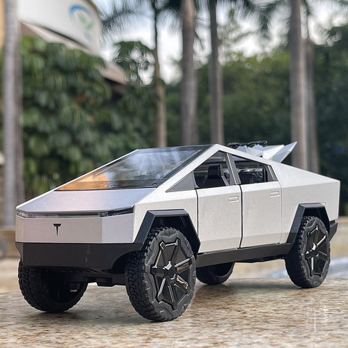 124特斯赛博拉皮卡车模男玩具车