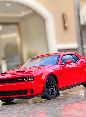 JKM1/32道奇挑战者SRT肌肉车合金车模减震转向声光汽车玩具模型车