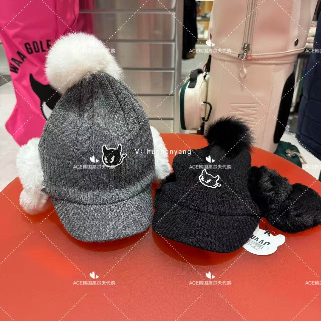 WAAC高尔夫球帽女士25冬季新款百搭休闲时尚运动保暖防风防晒帽