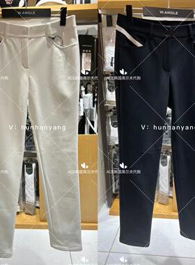 Wangle折扣高尔夫女士23秋冬百搭LOGO纯色简约运动加绒长裤W23313