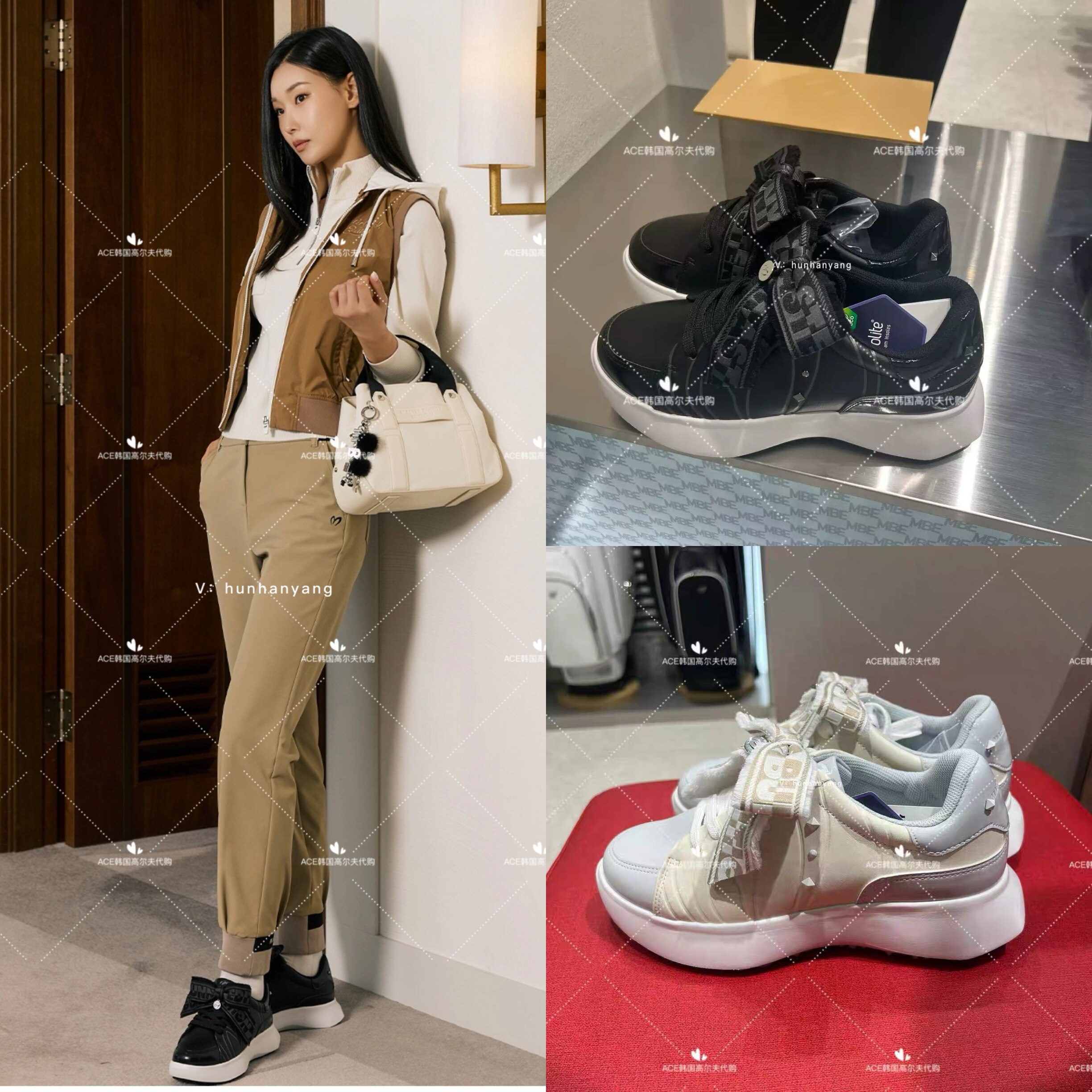 小兔子女士高尔夫厚底增高鞋
