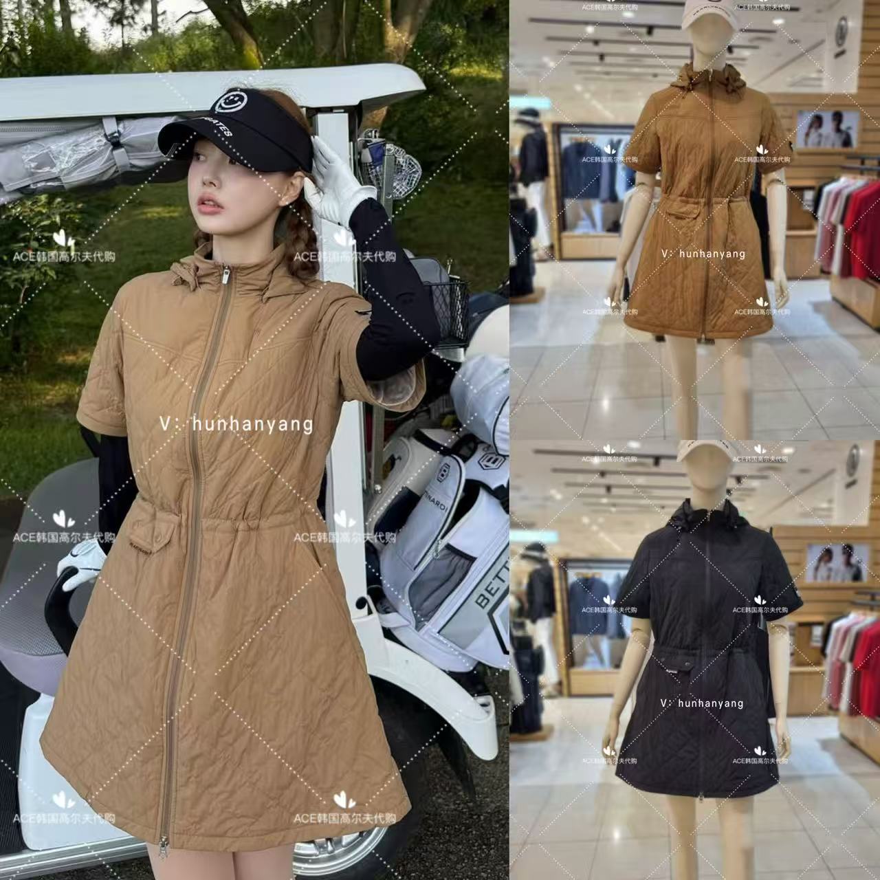 PG女高尔夫长款外套保暖防风加绒