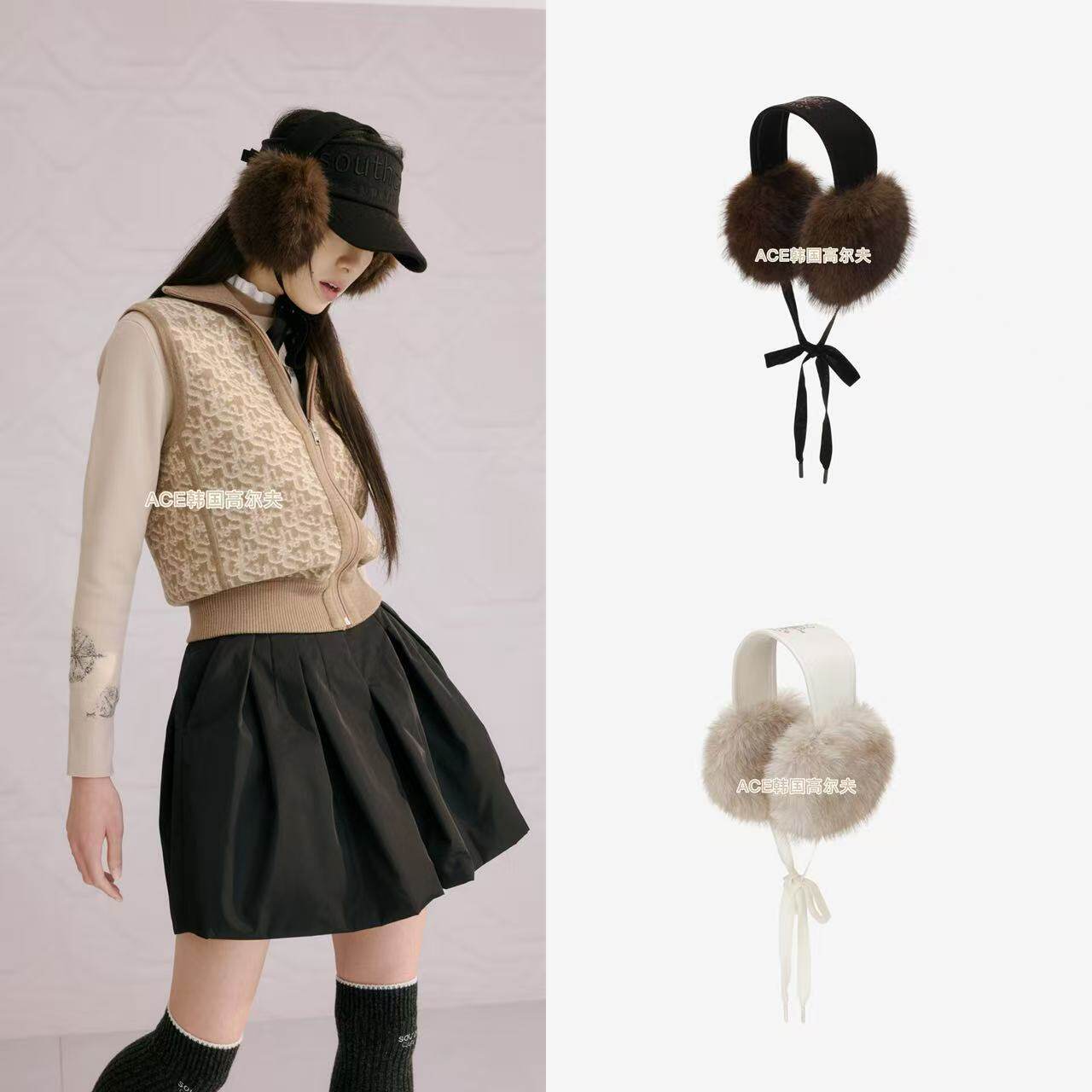 SouthCape女士高尔夫耳罩25冬季新款百搭休闲时尚运动保暖防风