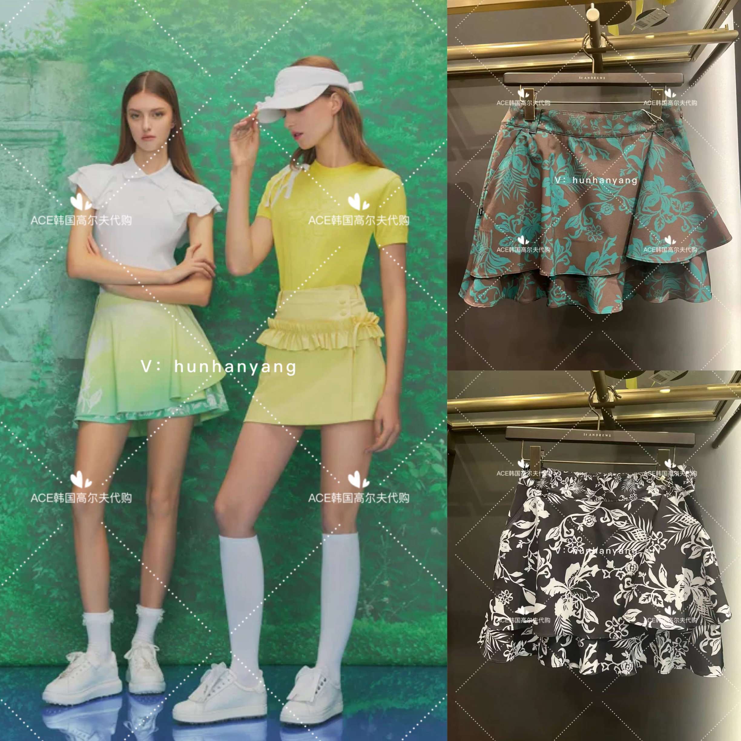 St ANDREWS女士高尔夫服装24夏季折扣百搭休闲运动半身裙印花短裙