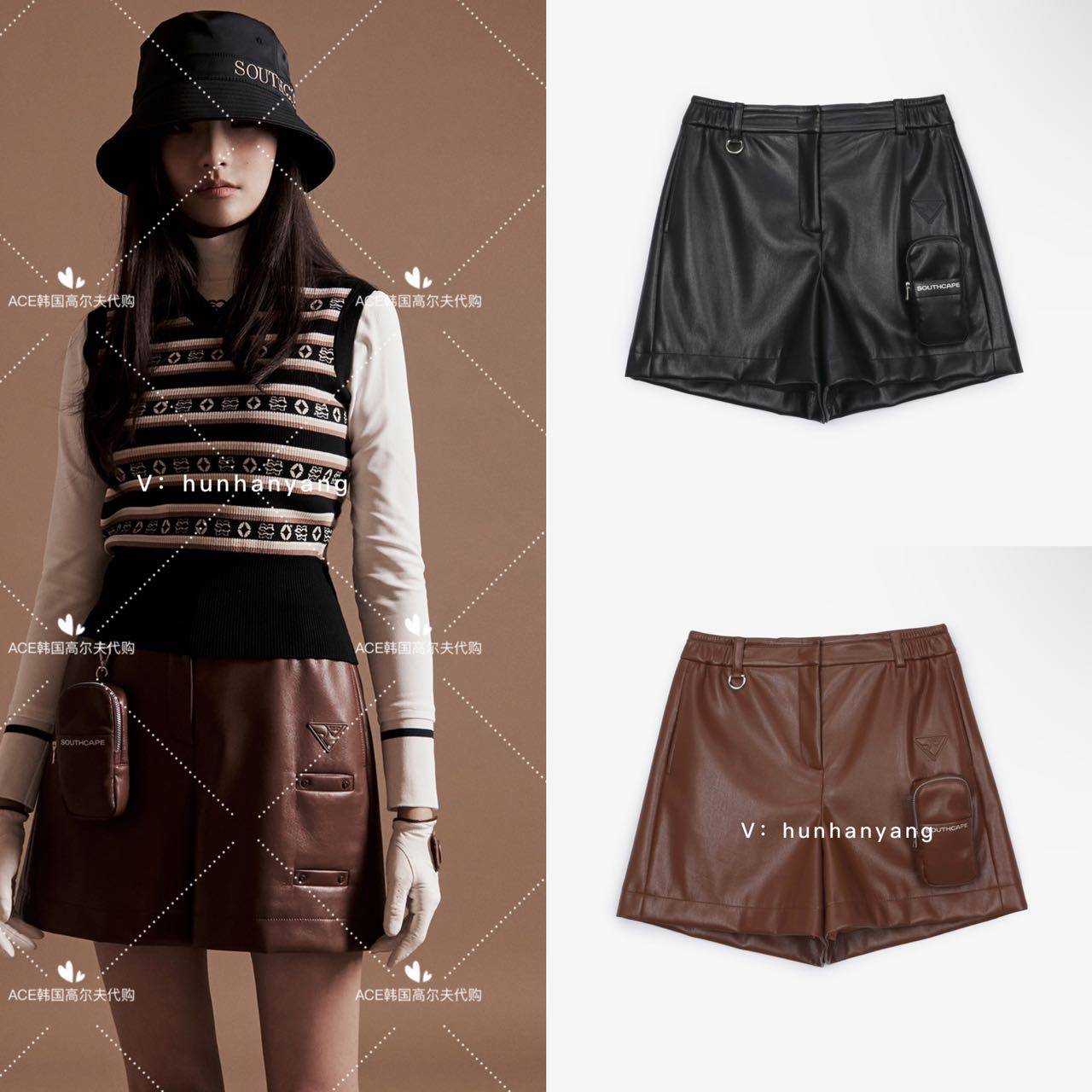 高尔夫女士保暖休闲运动皮短裤SC