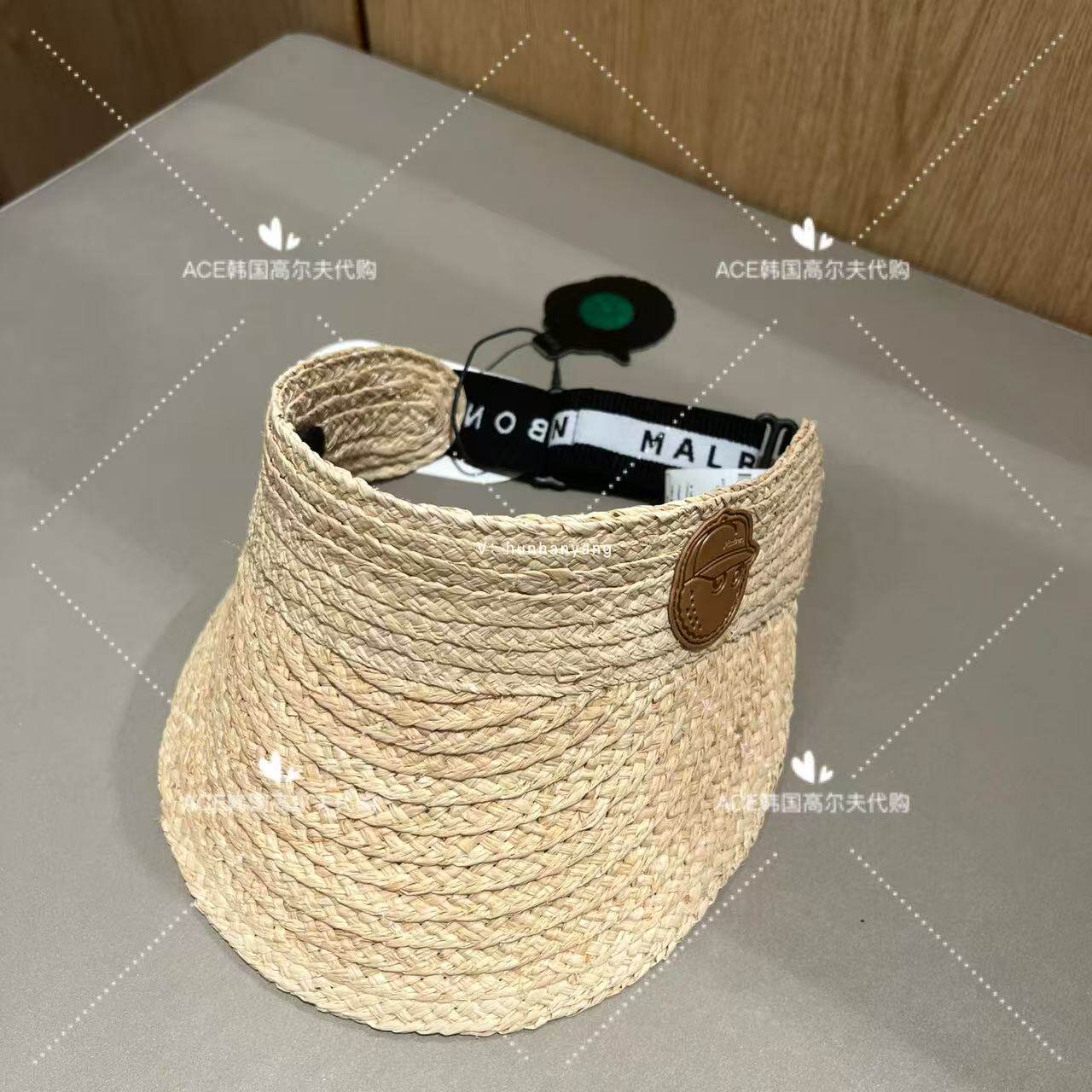 MALBON女士折扣高尔夫球帽25夏季百搭时尚运动透气天然草防晒帽